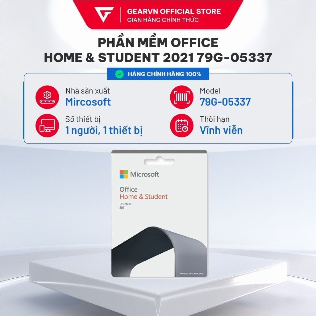 Phần mềm Office Home & Student 2021 79G-05337 [Sản phẩm là Key điện tử, không có hộp cứng]