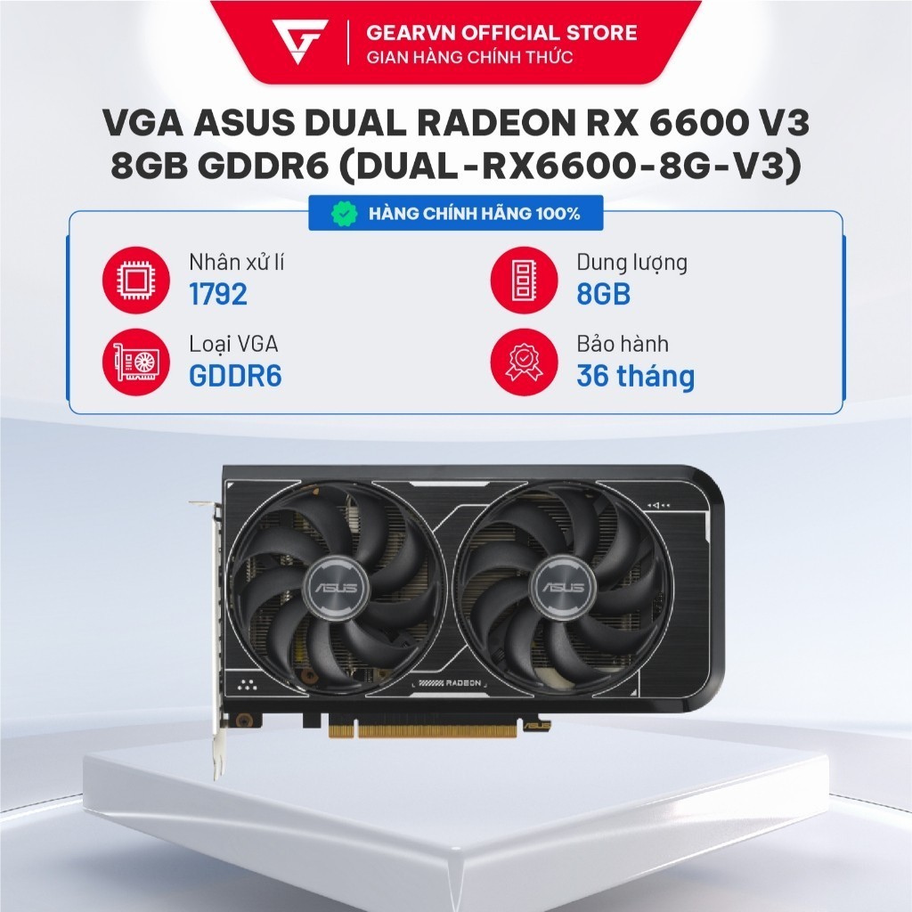 Card màn hình ASUS Dual Radeon RX 6600 V3 8GB GDDR6 (DUAL-RX6600-8G-V3)