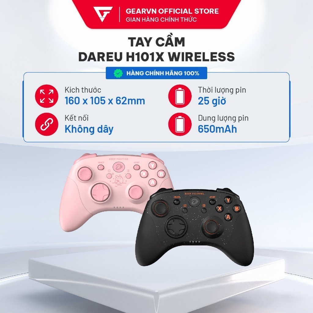 Tay cầm DareU H101X Wireless Pink/ Black