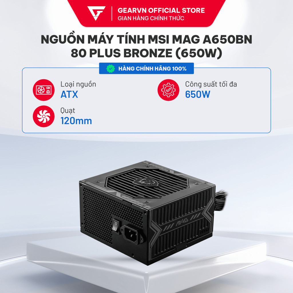 Nguồn máy tính MSI MAG A650BN - 80 Plus Bronze (650W)