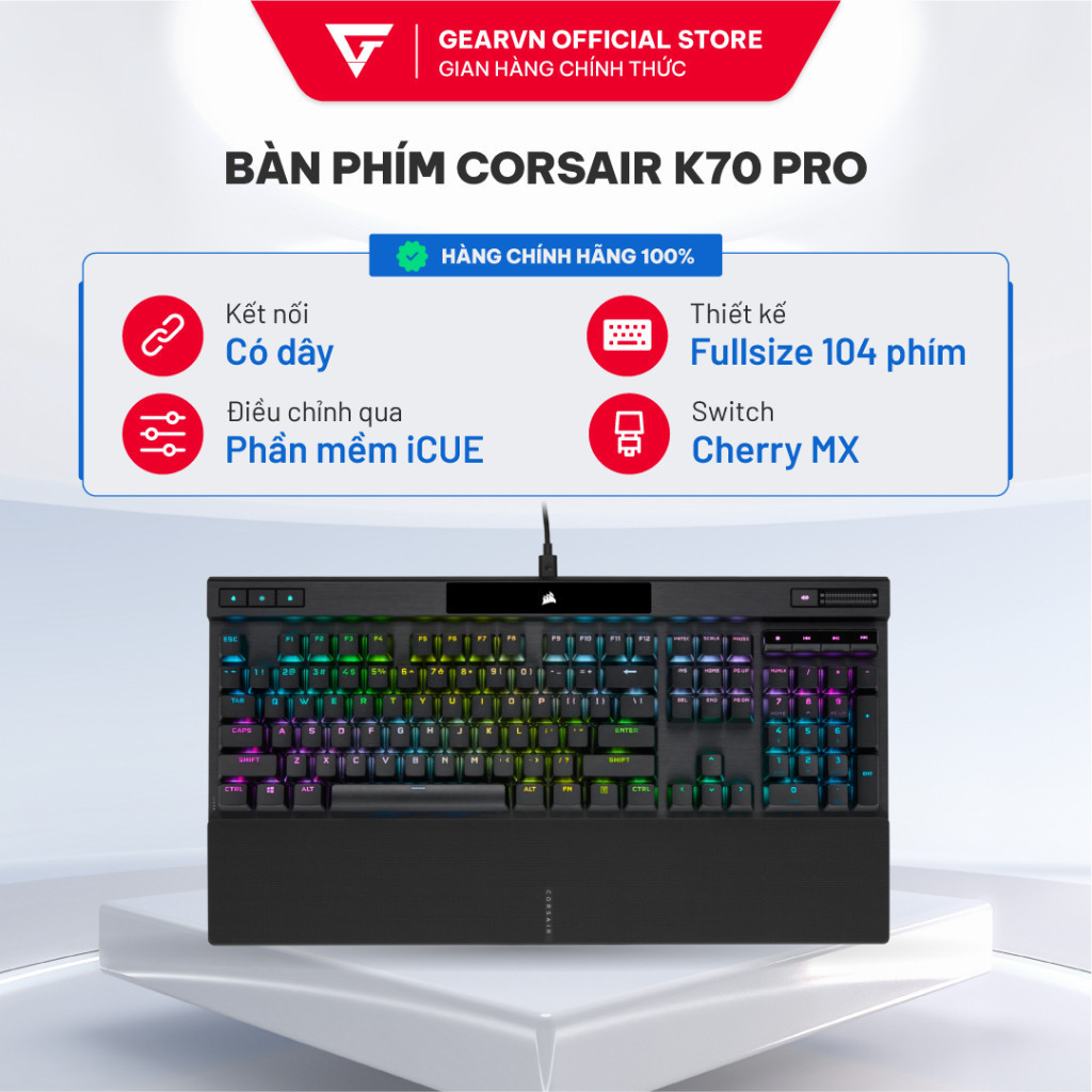 Bàn phím cơ Gaming Corsair K70 PRO MX Cherry Switch BH 24 tháng