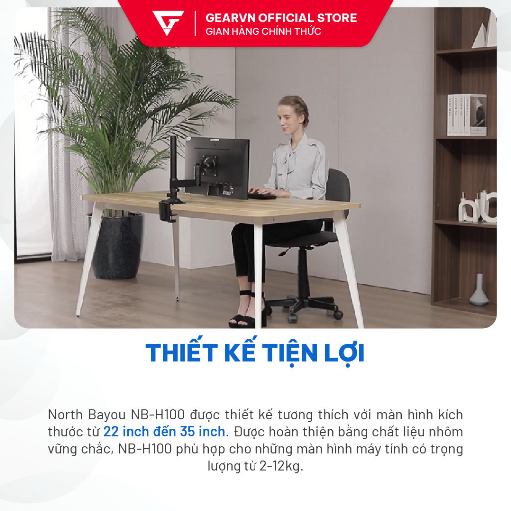 Giá treo màn hình máy tính North Bayou NB-H100 tải trọng tối đa 9KG 22- 29 inch BH 36 tháng | BigBuy360 - bigbuy360.vn