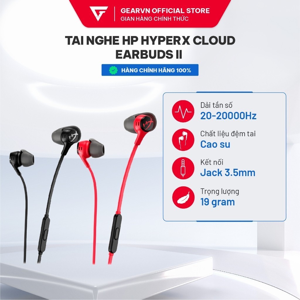 Tai Nghe Inear HyperX Cloud Earbuds 2 II Red Chuyên Game FPS, Micro tích hợp, BH 24 tháng | BigBuy360 - bigbuy360.vn