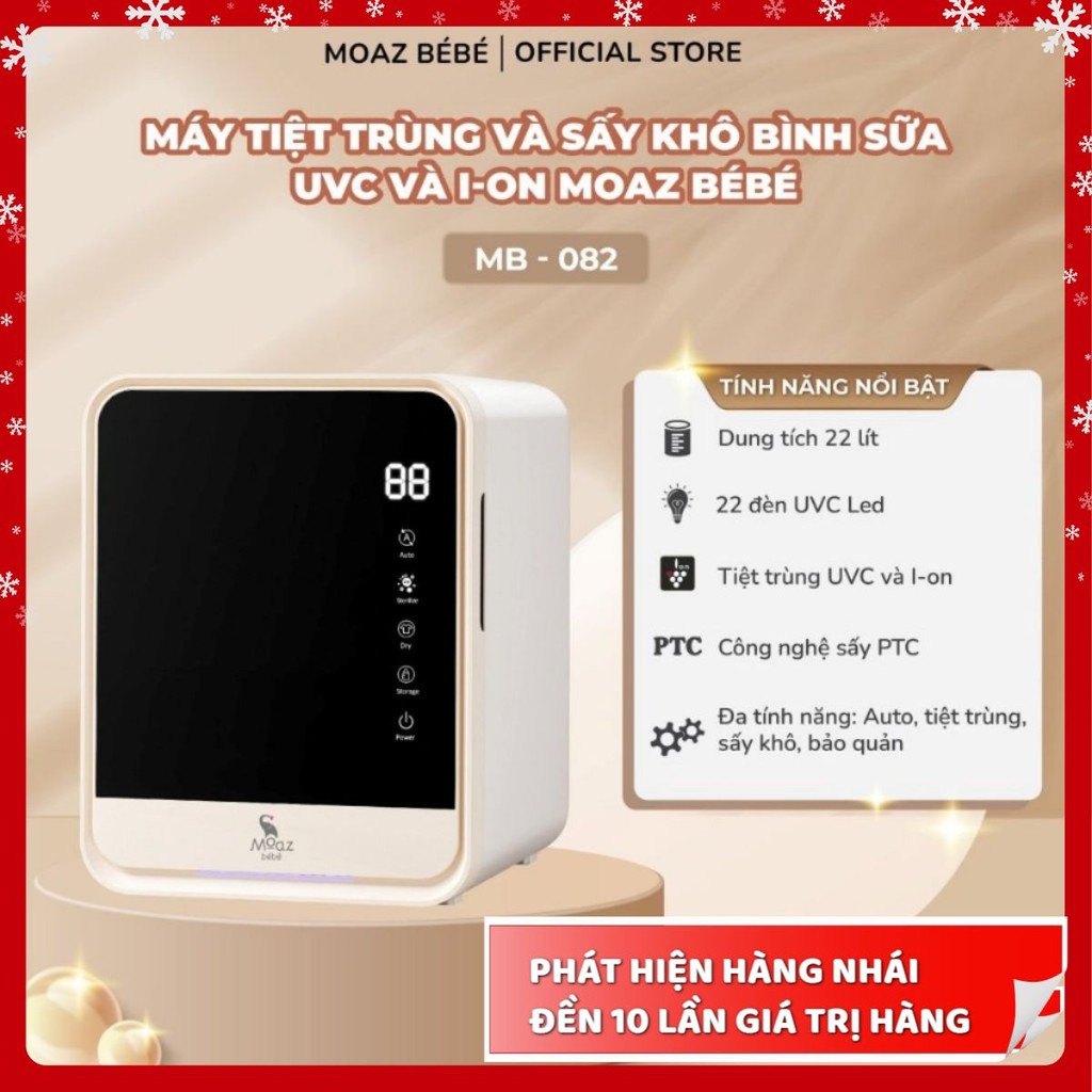 Máy tiệt trùng và sấy khô bình sữa UVC – ION MB082 Moaz BéBé MB082 - bảo hành 1 năm