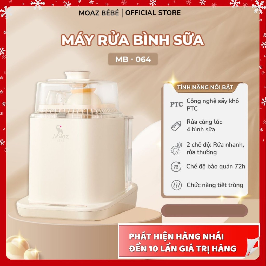 (mẫu mới nhất) Máy rửa bình sữa Moaz BéBé MB064- bảo hành 1 năm