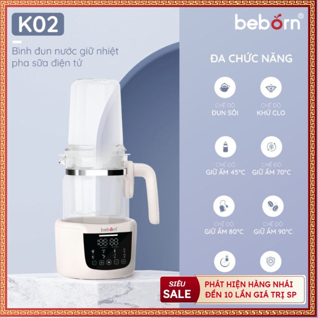 (bh 12 tháng) Máy đun nước và hâm nước pha sữa điện tử K02 Beborn