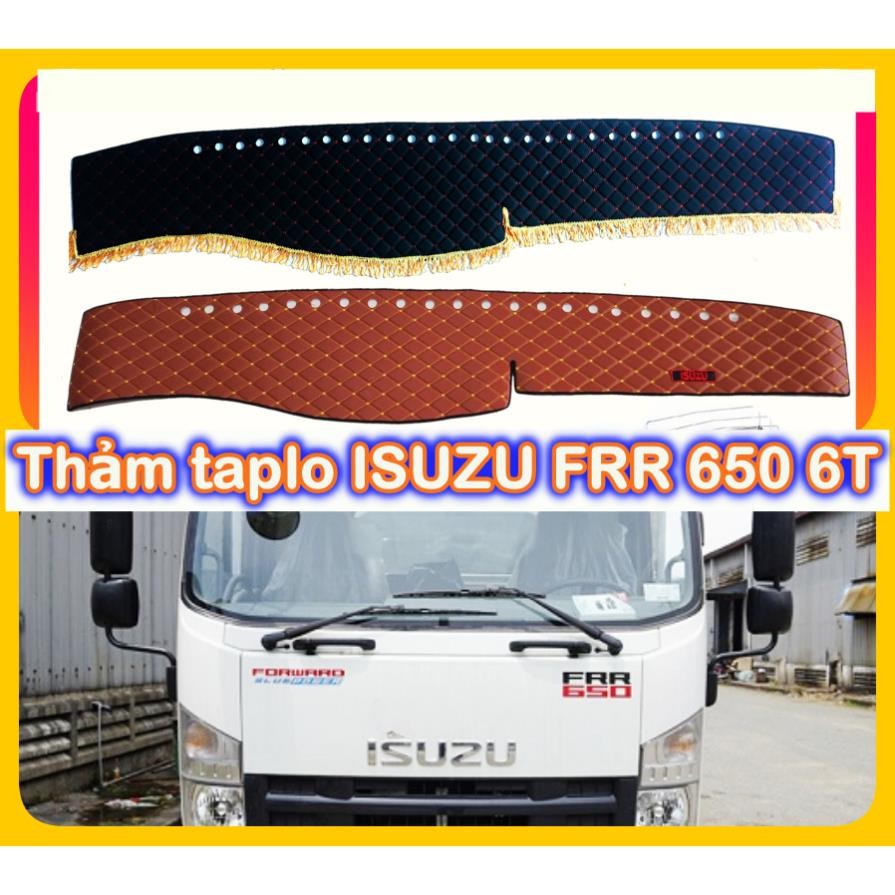 Thảm lót taplo xe tải ISUZU FRR650 6T5 nhung và da cacbon đẹp chuẩn