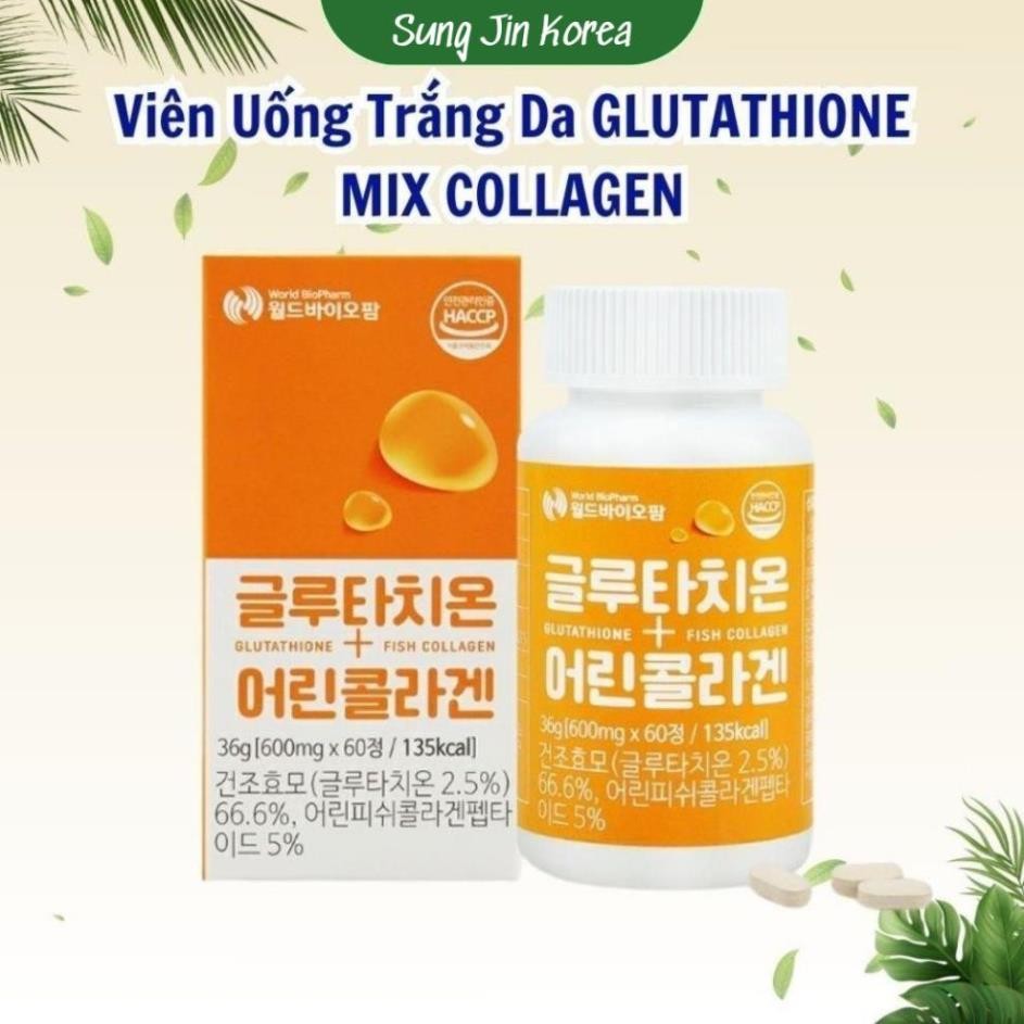 (CHÍNH HÃNG) Viên Uống Trắng Da GLUTATHIONE MIX COLLAGEN Hàn Quốc, Giúp Trắng Da Sáng Ngời