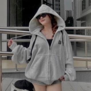 Áo Khoác Hoodie Zip Nỉ Bông Form Boxy Thêu Chữ Belly Bear Chất Liệu Dày Dặn Mũ Rộng Unisex a1
