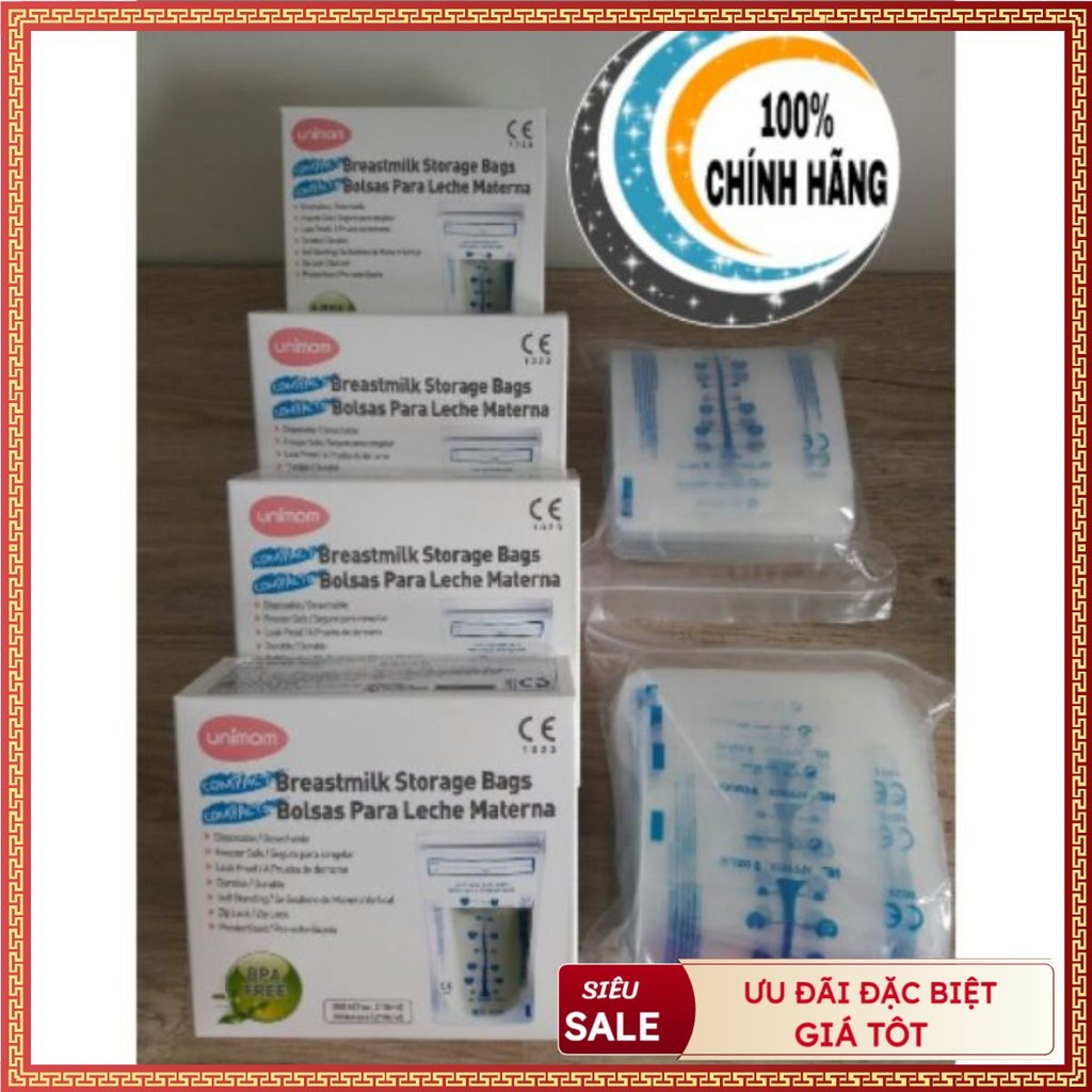 (Kèm bill) 60 Túi trữ sữa unimom 2 zip compact (chính hãng)