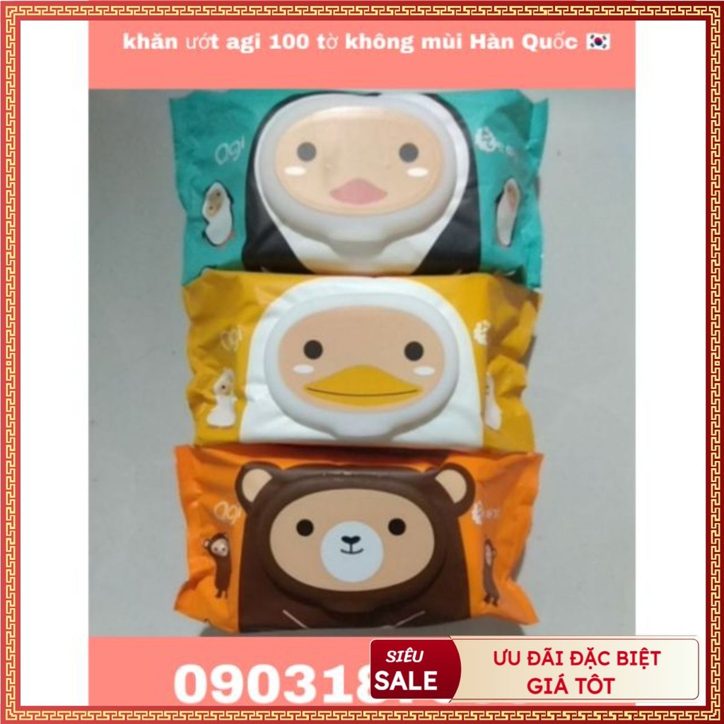 [KHÔNG QUÀ ](Hàn Quốc) khăn ướt agi 100 tờ - không mùi