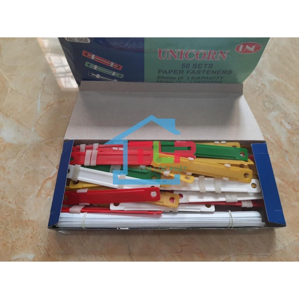 2 hộp Nẹp Acco nhựa Unicorn 968 (loại dày) - Kẹp Acco, Xiên chứng từ, Thanh cài Acco ◥◣‿◢◤