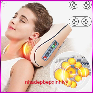 Gối massage cổ vai gáy có đèn hồng ngoại 20 bi cao cấp hỗ trợ mát xa toàn thân