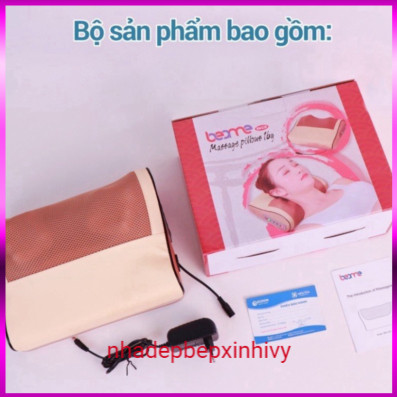 Gối massage cổ vai gáy có đèn hồng ngoại 20 bi cao cấp hỗ trợ mát xa toàn thân