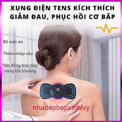 Máy massage cổ vai gáy xung điện - máy massage hình cánh bướm - miếng dán massage sung điện