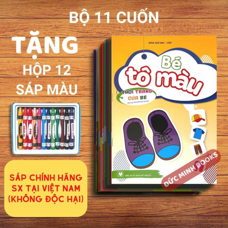[TẶNG BÚT TÔ MÀU] Sách Tô Màu - Bộ 10 Cuốn Bé Tập Tô Màu Song Ngữ Anh - Việt