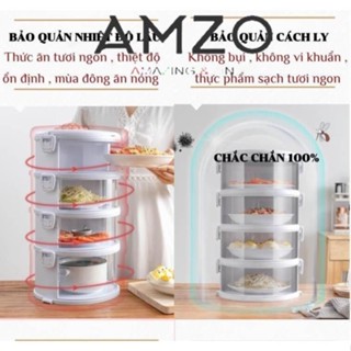 LỒNG BÀN 5 TẦNG CAO CẤP GIỮ NHIỆT CHỐNG BỤI BẨN CÔN TRÙNG CÓ LỖ THOÁNG KHÍ CÓ QUAI XÁCH