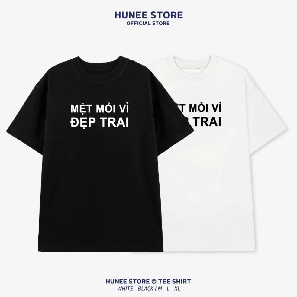 Áo Thun Tay Lỡ Nam Nữ Cotton Unisex , Áo Phông Cổ Tròn Hài Hước  Form Rộng Basic Oversize - Mệt Vì Đẹp UT