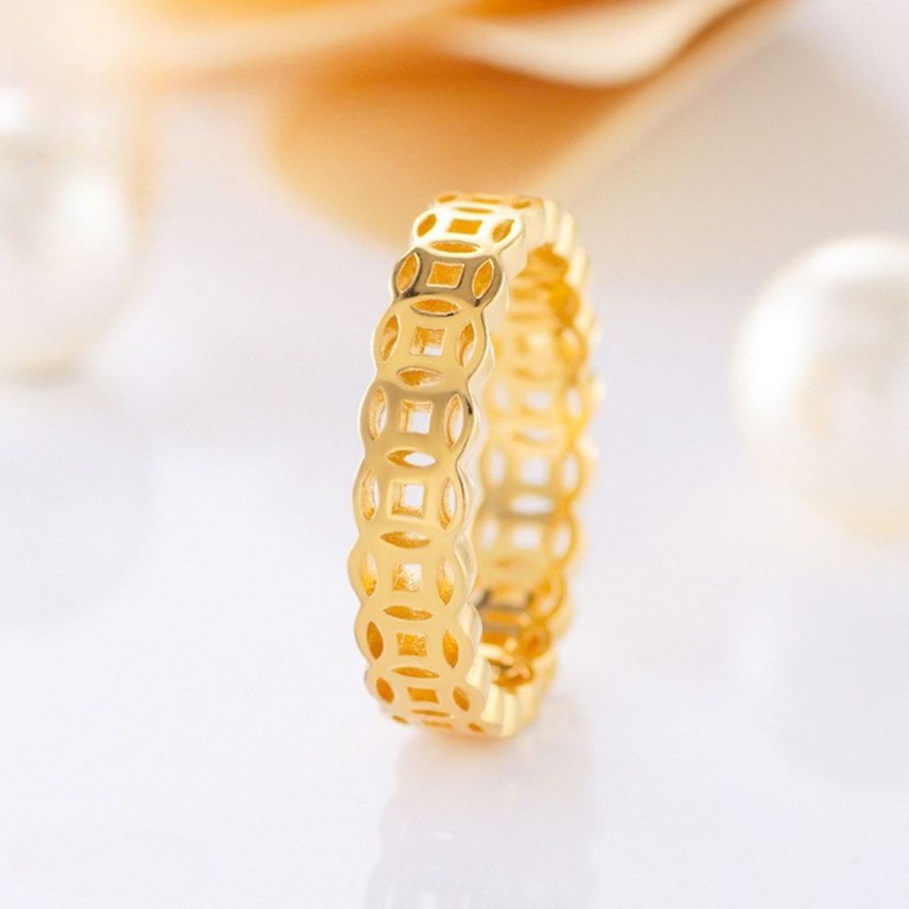 Nhẫn Kim Tiền Nam Nữ, Mạ Titan Vàng Non Bền Đẹp - Kho Sỉ Trang Sức Xi Mạ