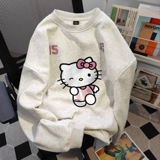  Áo sweater nữ form rộng dày hàn quốc mùa đông áo dài tay Áo Khoác xám tiêu Hello Kitty  HU 