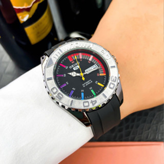 Đồng hồ nam Seiko Máy pin JAPAN thiết kế cá tính vòng viền benzen dây silicon chống nước 3ATM