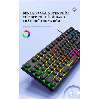  Bàn phím giả cơ SHIPADOO K87 nút tròn đèn led 7 màu cực đẹp 