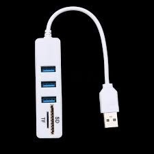 Combo hub usb 3 cổng + card reader 2.0 mini