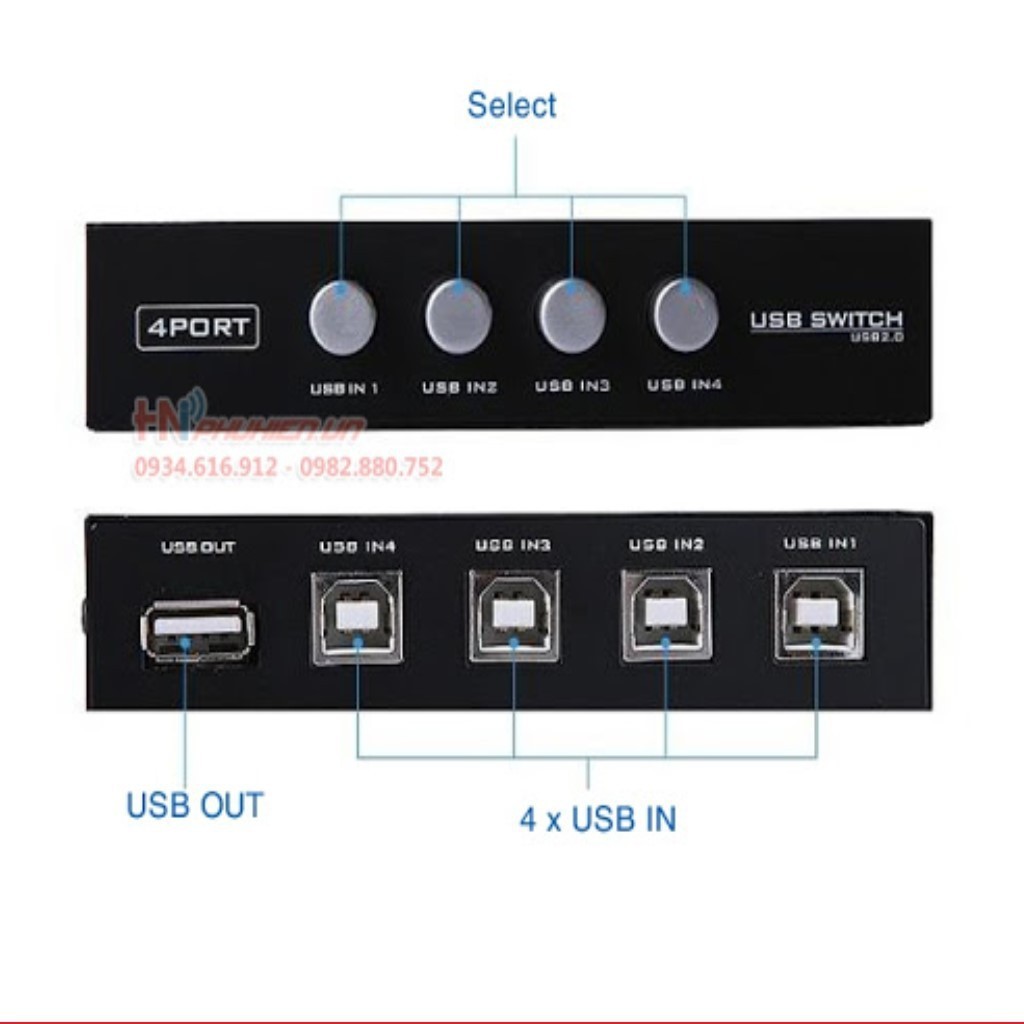 Bộ chia máy in 1 ra 4 cổng USB