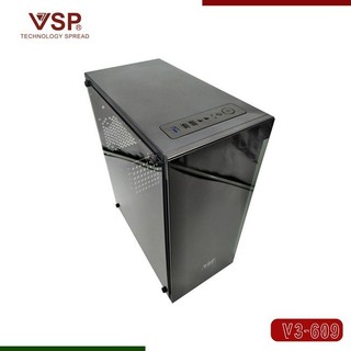 Vỏ nguồn máy tính vsp v3-609 - mặt trước kính cường lực - mặt hông meka trong suốt