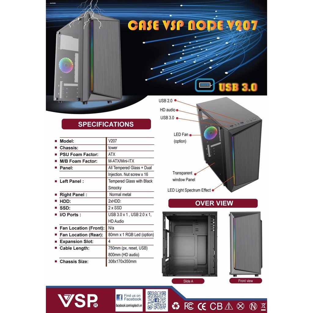 Case VSP V207 LED RGB - USB 3.0 - v207