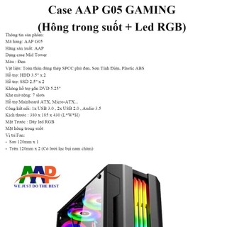 Case AAP G05 GAMING (Hông trong suốt + Led RGB)