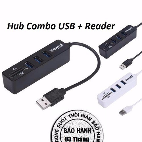 Combo Ổ CẮM VÀ KHE ĐẦU ĐỌC Hub chia USB + Reader - AT