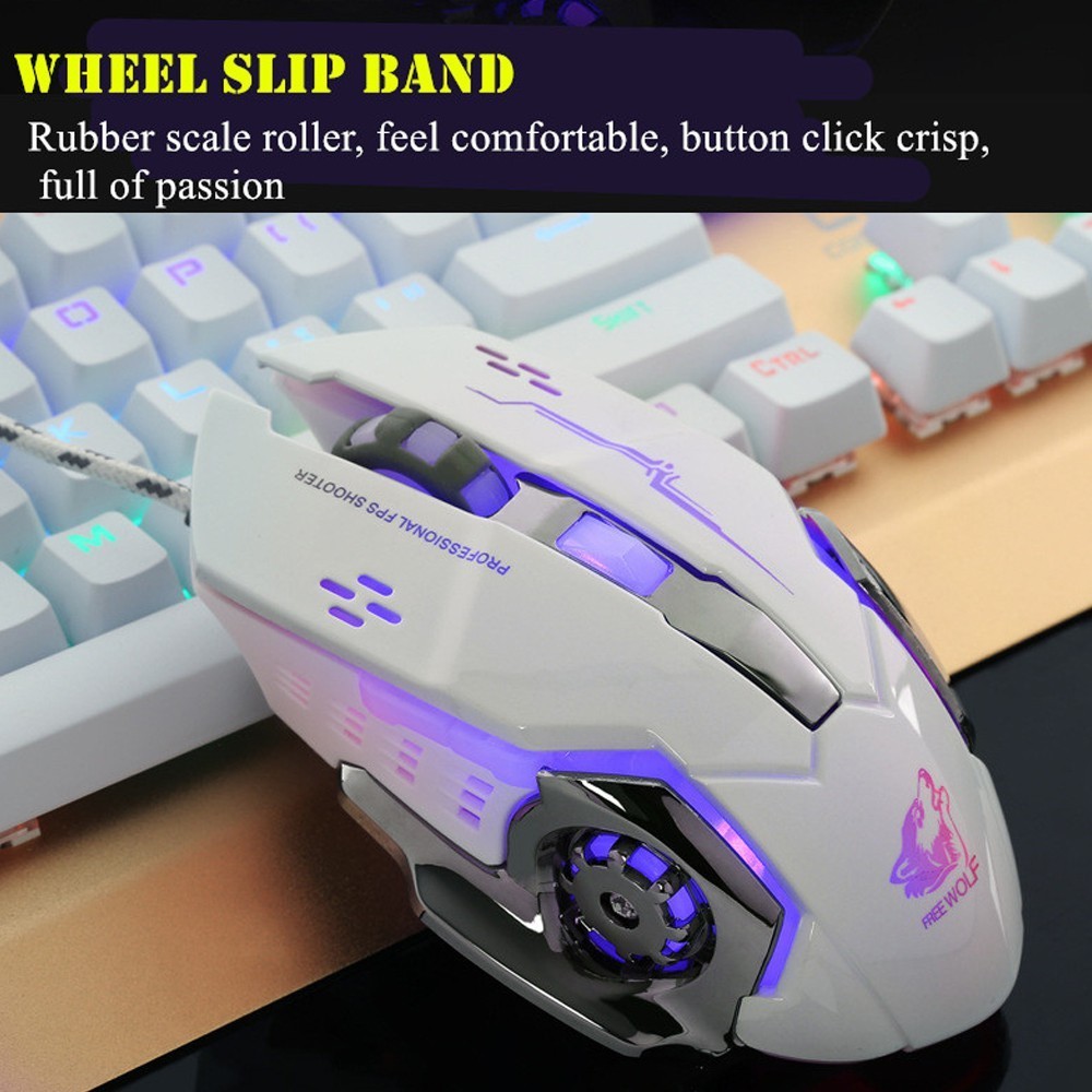 [TẶNG LÓT CHUỘT] Chuột game 6D-LED 7 màu FREE WOLF V5/X9