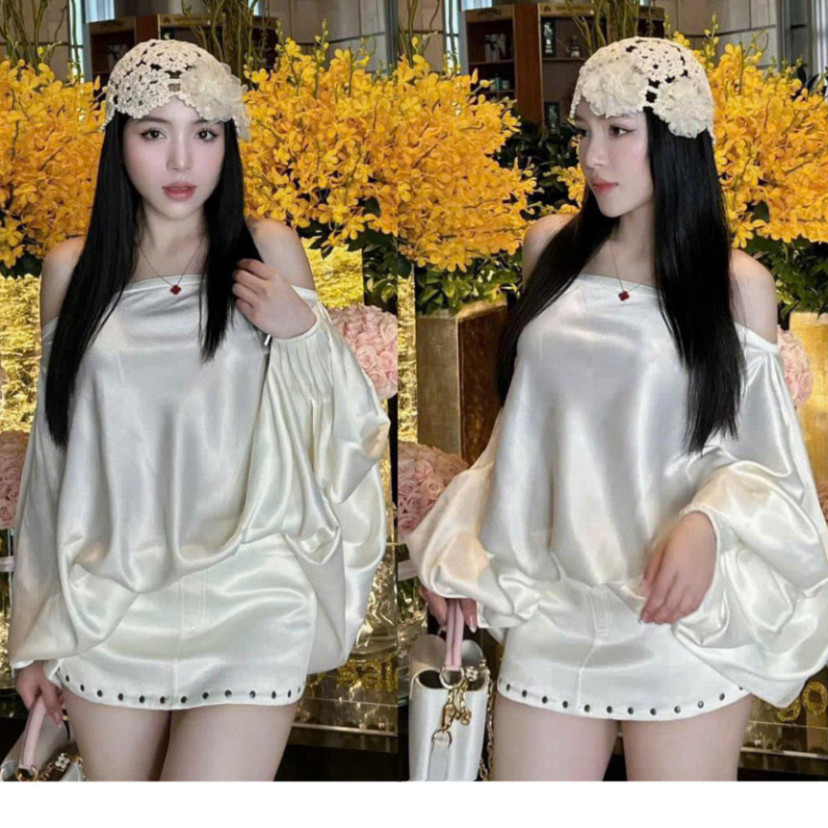 Đầm Trễ Vai Bánh Bèo Kèm Chân Váy Đính Oze HAMY.FASHION Đầm Bánh Bèo Cao Cấp Đẹp Quyến Rũ ,Sang Trọng - Đầm Thiết Kế