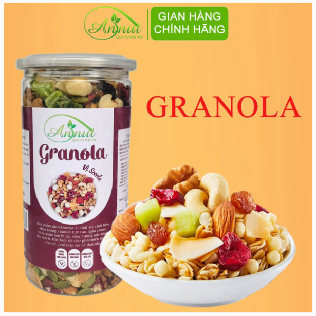 Granola Siêu Hạt Mix Không Đường Phù Hợp Ăn Chay Ăn Kiêng.Nông San Annut
