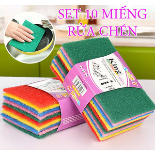 Combo 10 Miếng Rửa Chén Bọt Biển Nhiều Màu