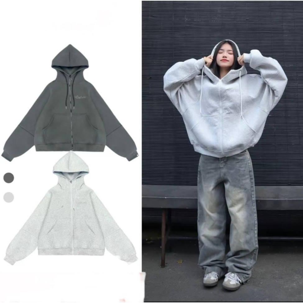 Hoodie Zip - Áo Khoác Nỉ Khóa Kéo Nỉ Bông Cổ Cao Form Rộng Unisex Họa Tiết Chữ CODER Nam Nữ Mặc Được