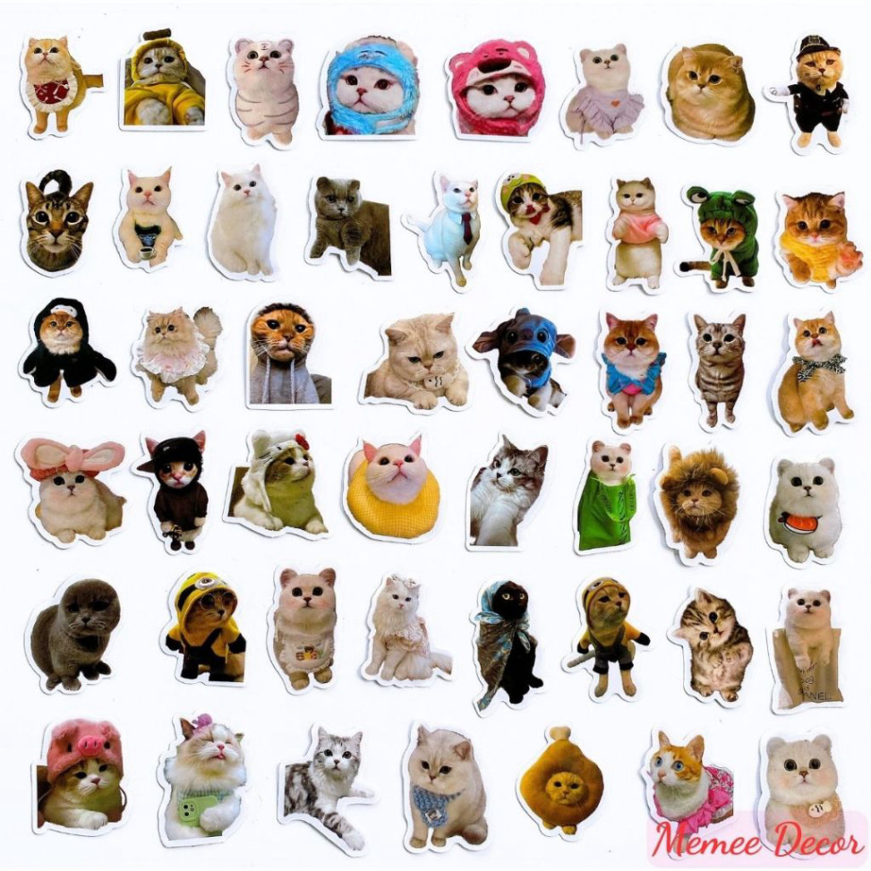 Set 50 sticker meme mèo và 50 sticker meme chó cute hình dán đáng yêu dùng trang trí