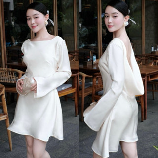  Đầm Tiểu Thư Thiết Kế Tay Bồng ANNASTORE Váy Khoét Lưng Đính Nơ Sau Sang Trọng Quyến Rũ. 