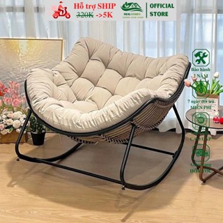 Ghế lười bập bênh vuông thư giãn đọc sách Papasan mây nhựa khung thep cao cap/Healhomes HCM