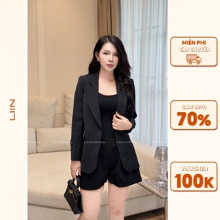  Áo Vest Blazer Chéo Đen,Thiết Kế Thanh Lịch Trẻ Trung,Chất Liệu Dày Dặn-LIIN CLothing-BLD027SBK-S24 
