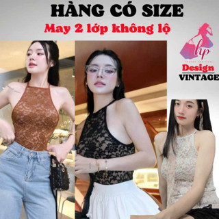 Áo ba lỗ cổ yếm body ren hoa 2 lớp basic, áo kiểu nữ bigsize thiết kế tôn dáng mùa hè 2025 G913 -HMD
