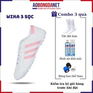 Giày Đá Bóng 3 Sọc Wika Nam Nữ CT3, Giày Đá Banh Sân Cỏ Nhân Tạo Aobongdanet Khâu Toàn Bộ Đế