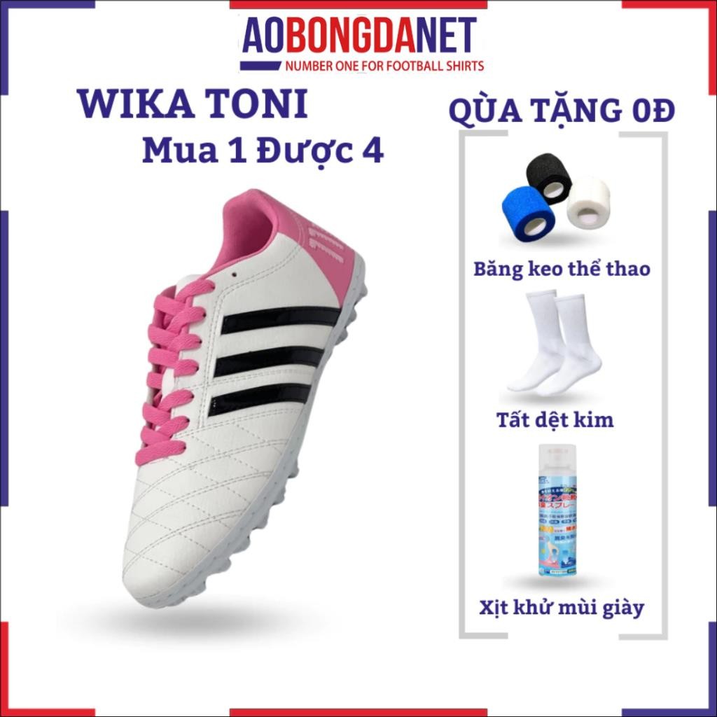 Giày Đá Bóng Wika Toni Kros 11Pro, Giày Đá Banh Wika 3 Sọc Sân Cỏ Nhân Tạo Khâu Full Đế Mềm Mại