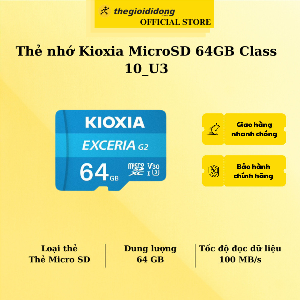 Thẻ nhớ Kioxia MicroSD 64GB Class 10_U3