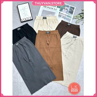 (Sẵn hàng) Chân váy len dáng dài 75cm 90cm tăm nhỏ (tăm nhí) xẻ sau hàng Quảng Châu loại 1