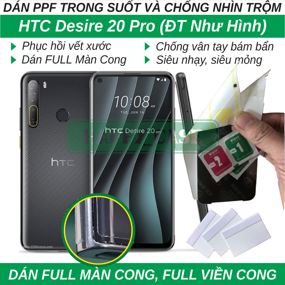 Dán dẻo PPF cho HTC Desire 20 Pro (trong suốt và chống nhìn trộm) Full keo màn cong