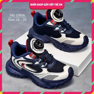 Giày thể thao bé trai DEERWAY 4 - 12 tuổi êm nhẹ cao cấp núm vặn khóa xoáy sành điệu đi học chạy bộ NHÍM SHOP GN06