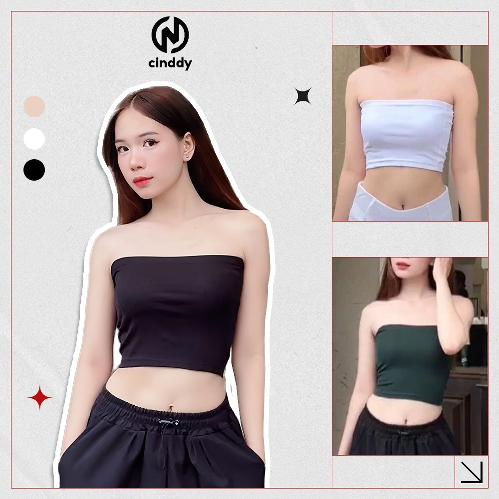 Áo ống croptop nữ CINDDY ôm sexy thun cotton, quây ngang trơn basic mặc trong vest, sơmi - OTT001