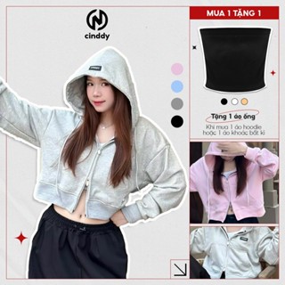 Áo khoác nỉ croptop CINDDY BRAND local brand hoodie zip dáng ngắn form rộng mũ to khoác HC01